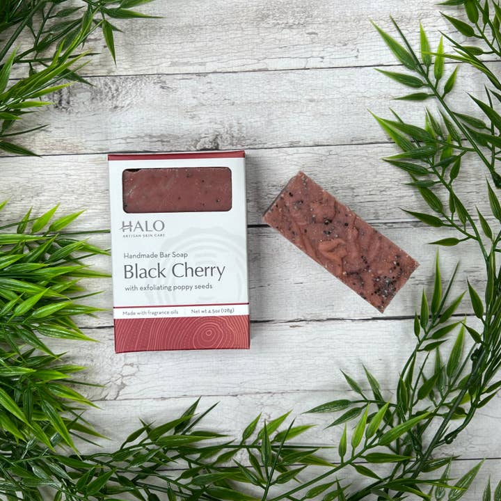 Black Cherry Bar Soap | Exfoliating Scrubby Soap for wholesale by Halo Artisan Skin Care