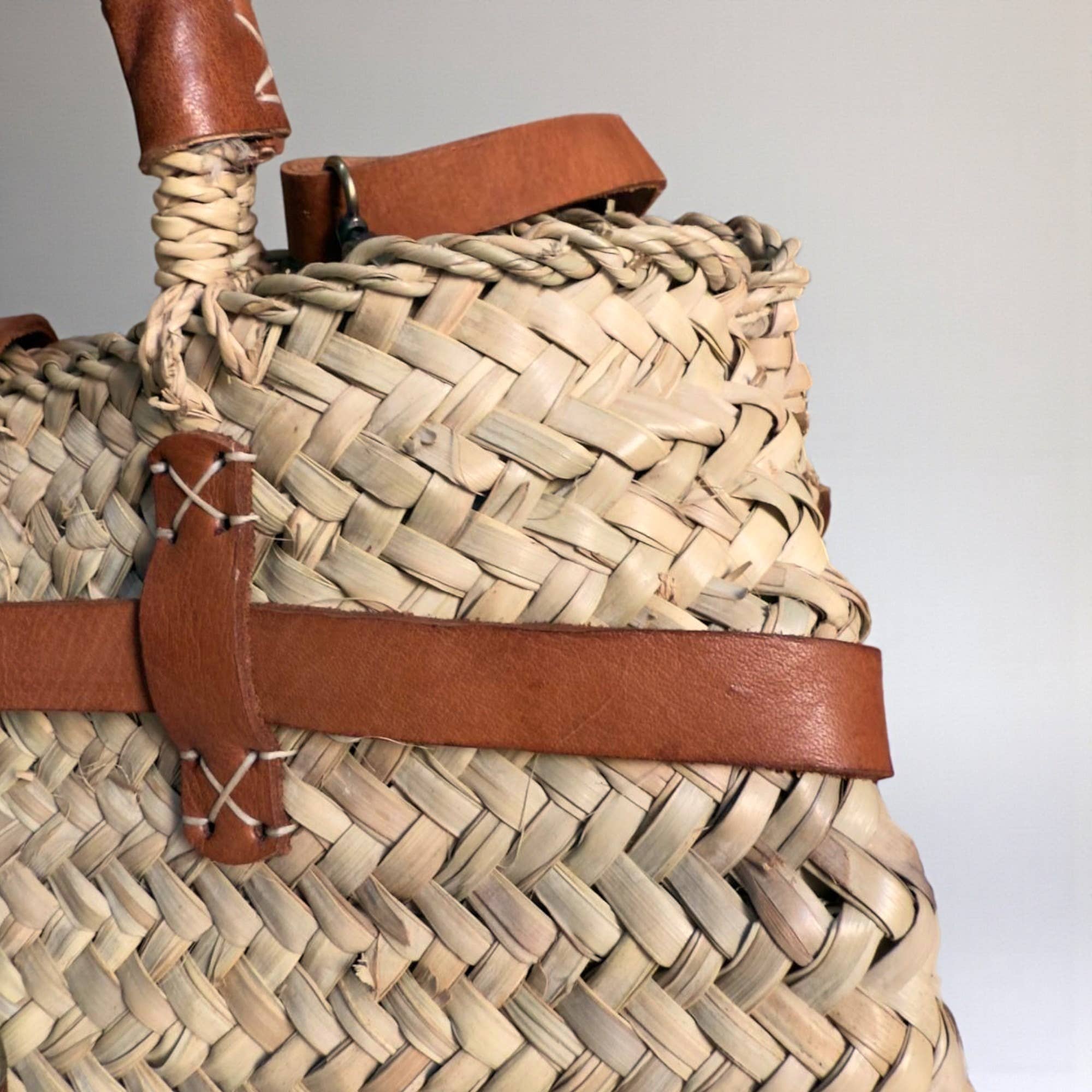Melecraft - Wholesale Tote Bag - Women's - Woven Straw Market Basket Bag Leather Crossbody Tote10