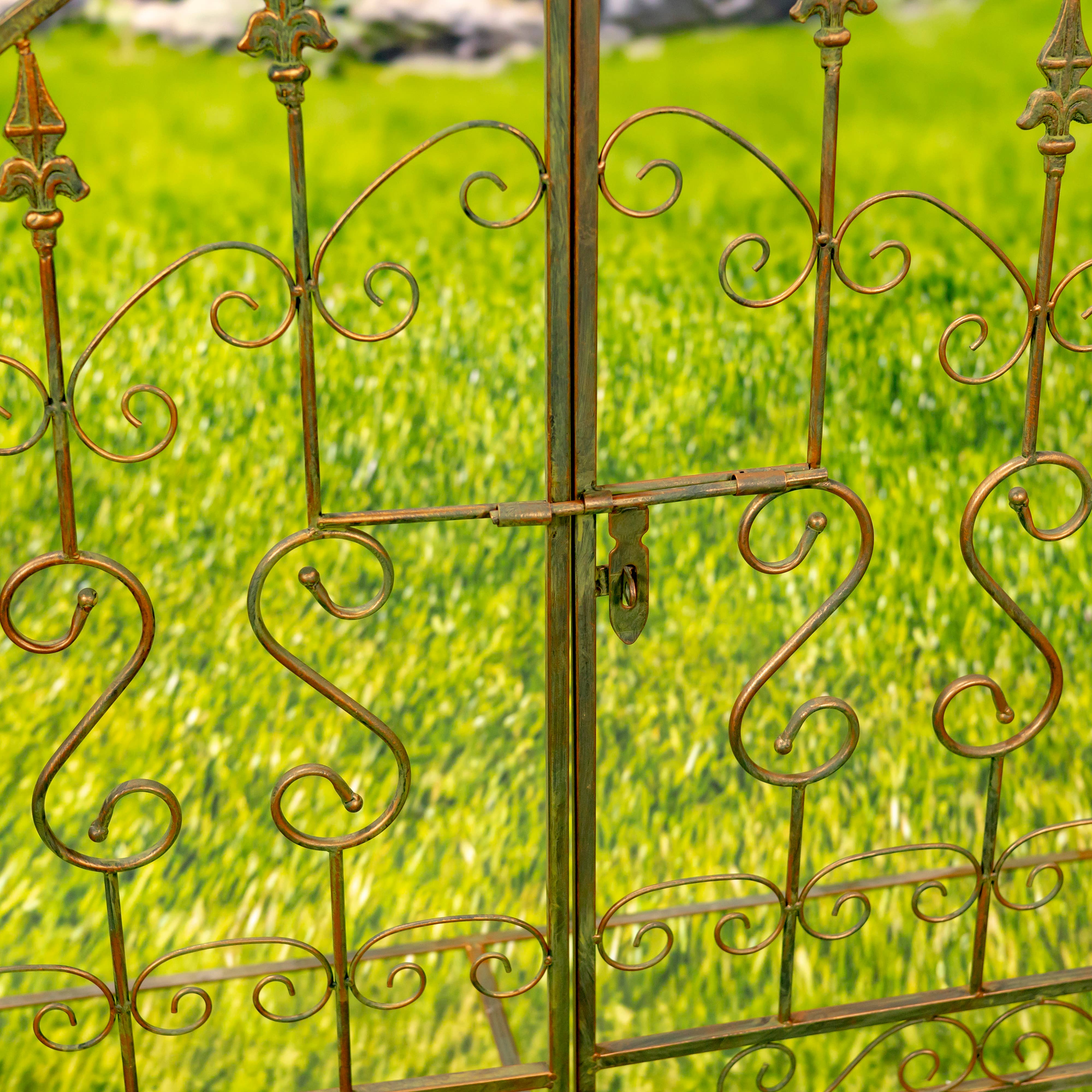 Zaer Ltd. International - Vente Bibelots/décorations d'extérieur - Arche de jardin de 96 po de haut avec 2 supports latéraux pour plantes bicolores13