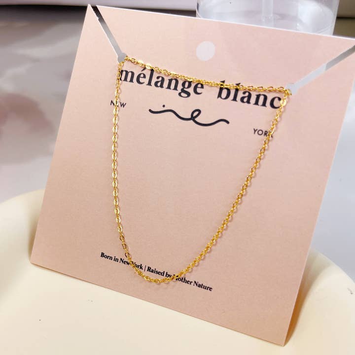 Melange Blanc - Vente Collier maille et chaîne - N027 Collier à maillons ras du cou minimaliste en or vermeil 18 carats5