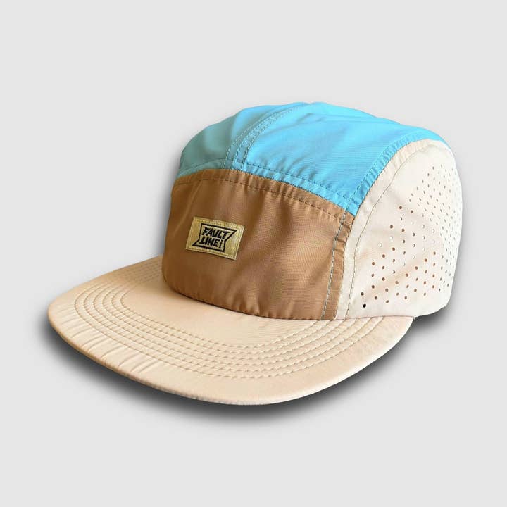 Zerdrückbarer 5-Panel-Camper-Hut - Tan/Teal für den Großhandel von FaultLine395