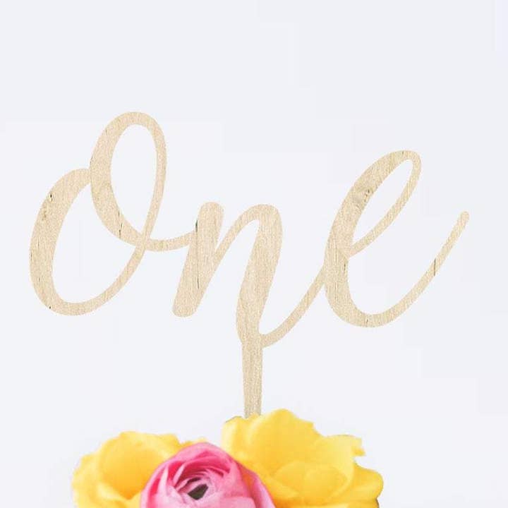 One script birthday cake topper for wholesale by Birch and tides