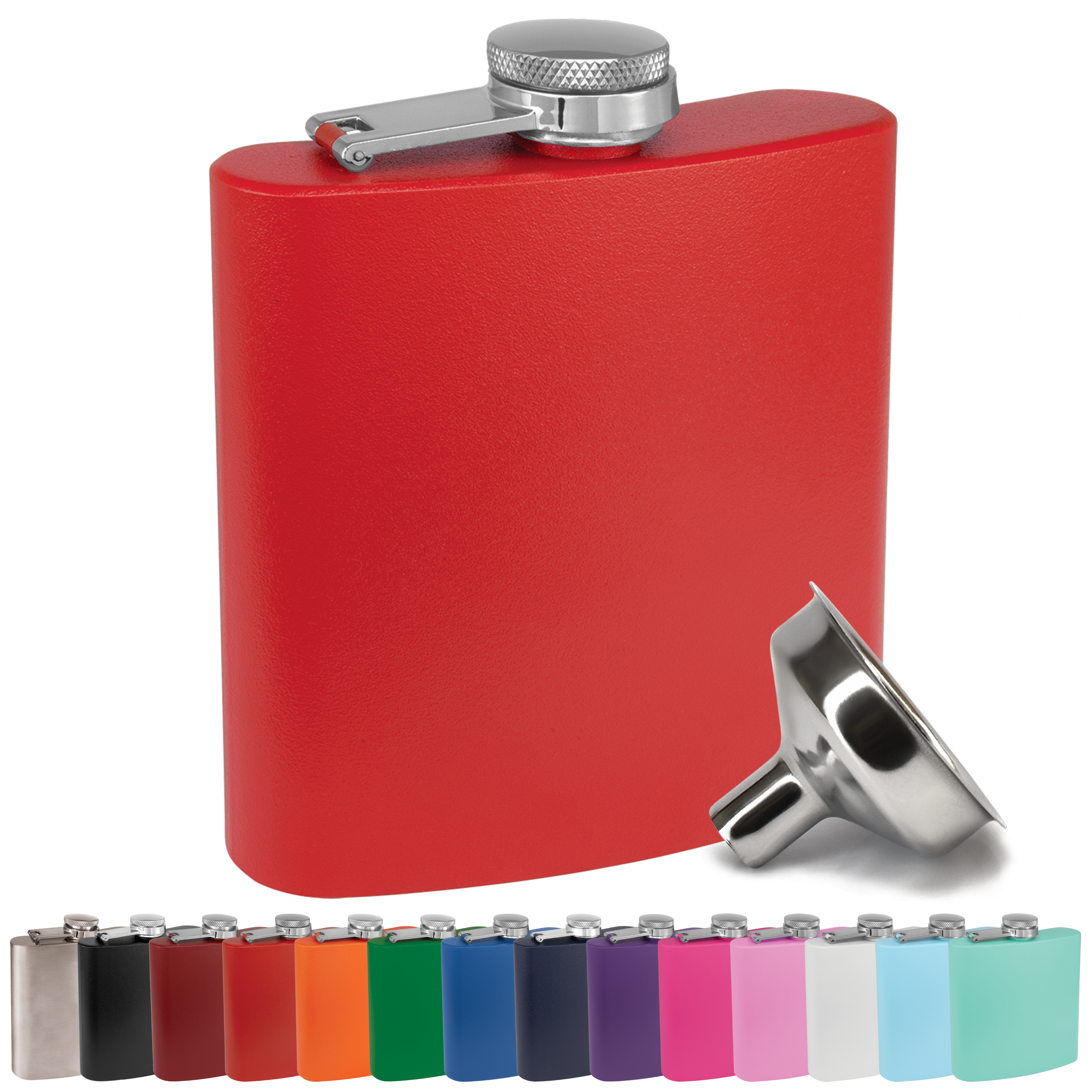 Clear Water Home Goods - Vente Flasque - Flacon à hanche en acier inoxydable de 6 oz avec entonnoir | Flacon revêtu de poudre5