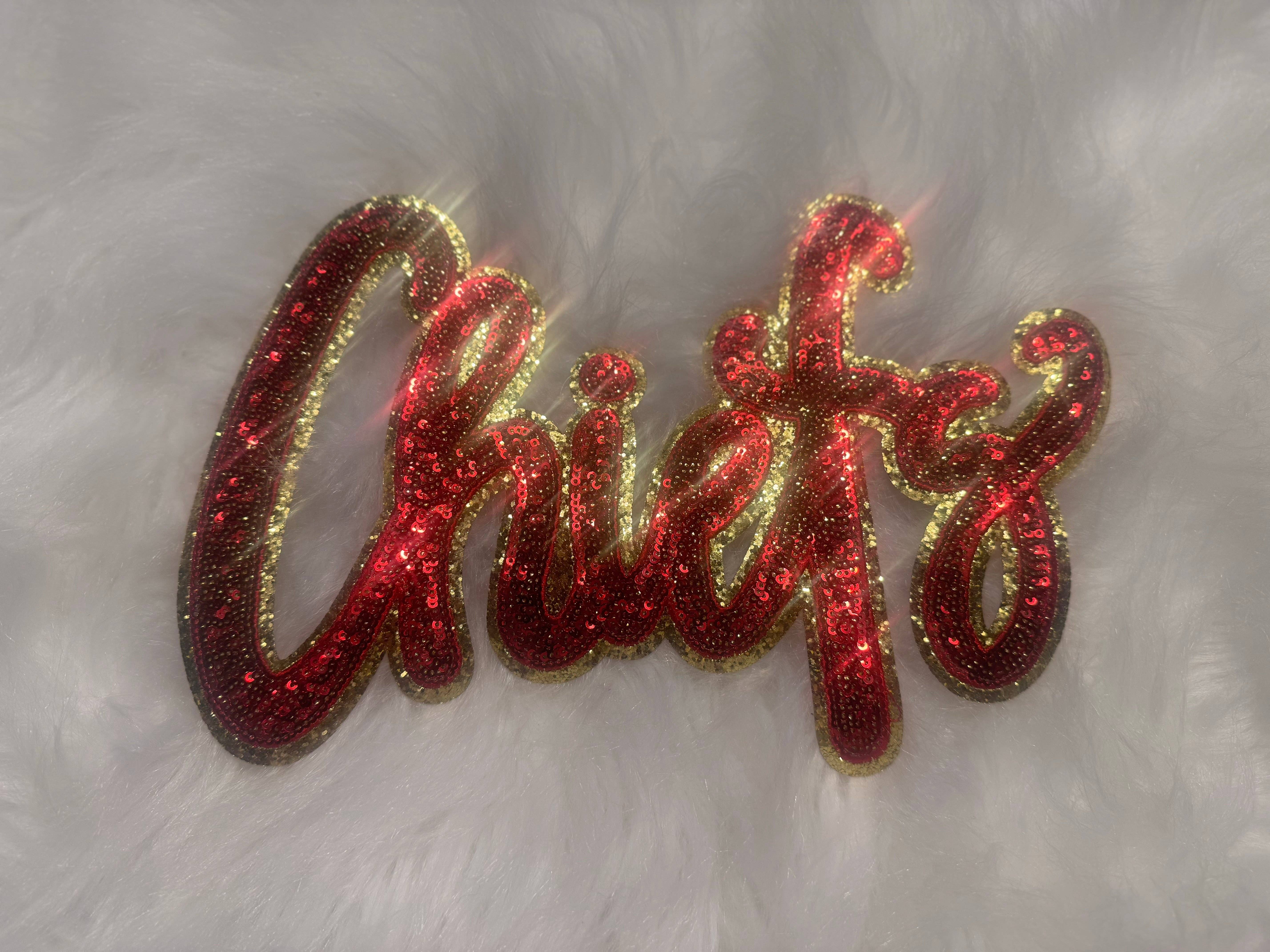 sequinandstiches - Wholesale Patch - Chiefs Patch, Sequin Patch, Gold Glitter Backing, Iron On Patch, Game Day Patch, High School Mascot Patch, DIY Patch2