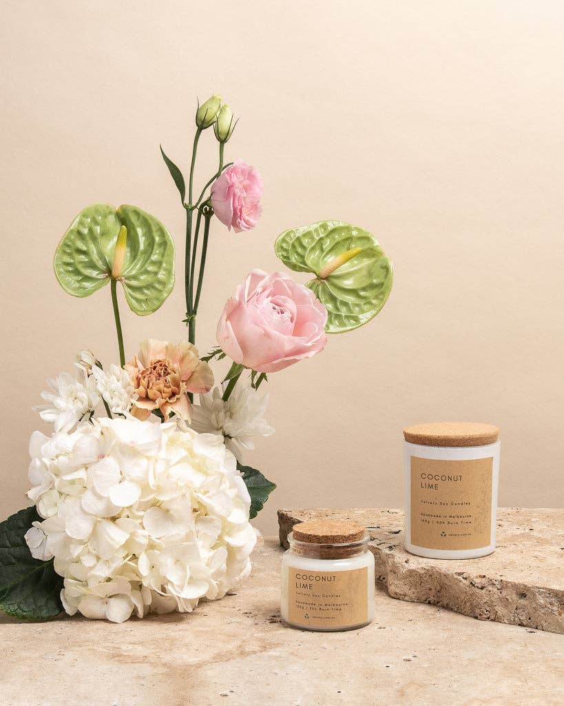 Velvety - Wholesale Jar/Filled Candle - Coconut lime vegan soy candle1
