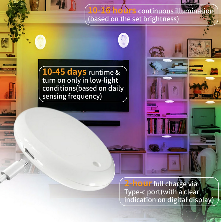 LEPOTEC INC - Wholesale Accent/bureaulamp - 6-pack Puck RGB-licht met afstandsbediening op batterijen2