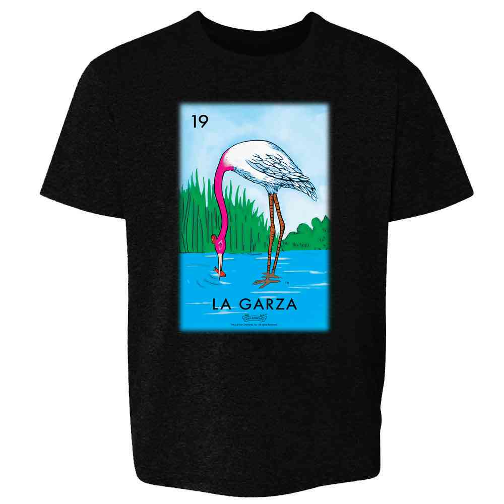 Pop Threads - Wholesale Screen Printed T-Shirt - Kids - La Garza Heron Loteria Card Mexican Bingo Kids & Youth Tee9