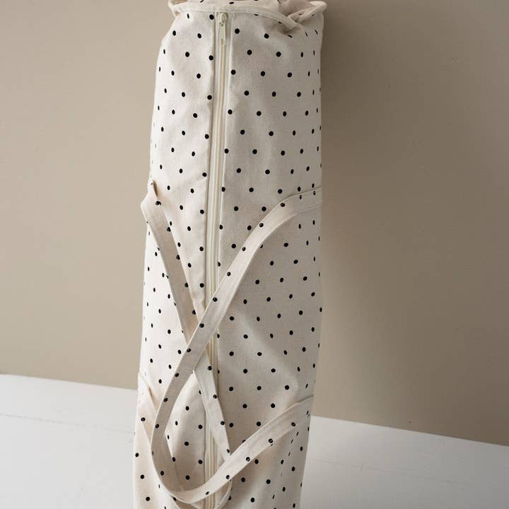 moshi moshi mind – Bolsa de ioga por atacado – Bolsa para tapete de yoga com bolinhas - ecru e preto0