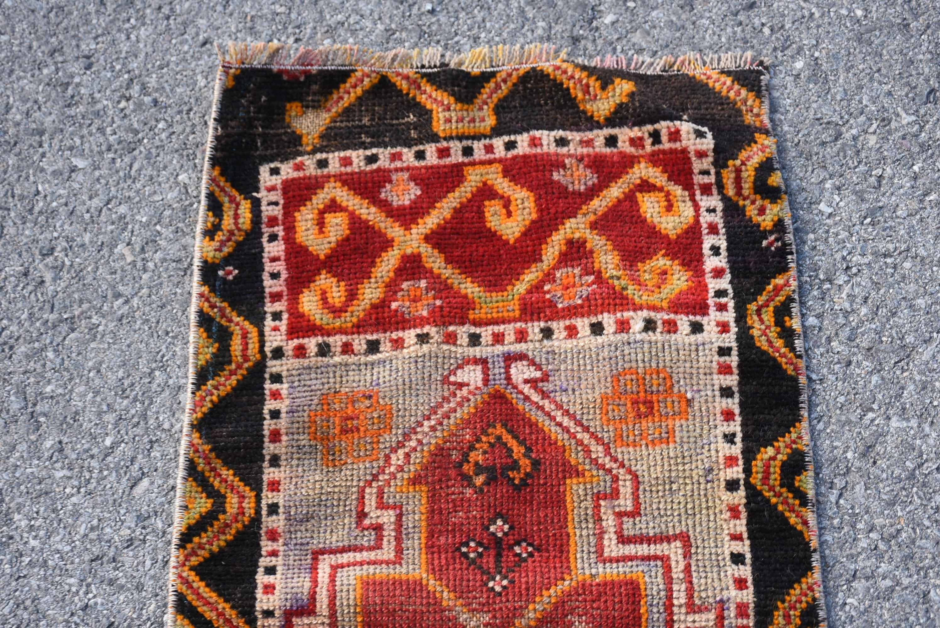 Vintage Rugs Loom - Vendita all'ingrosso Tappetini da bagno - Tappeto Patchwork Kilim Rosso Fatto a Mano, Tappeto di 1,3x3,1 Piedi Quadrati6