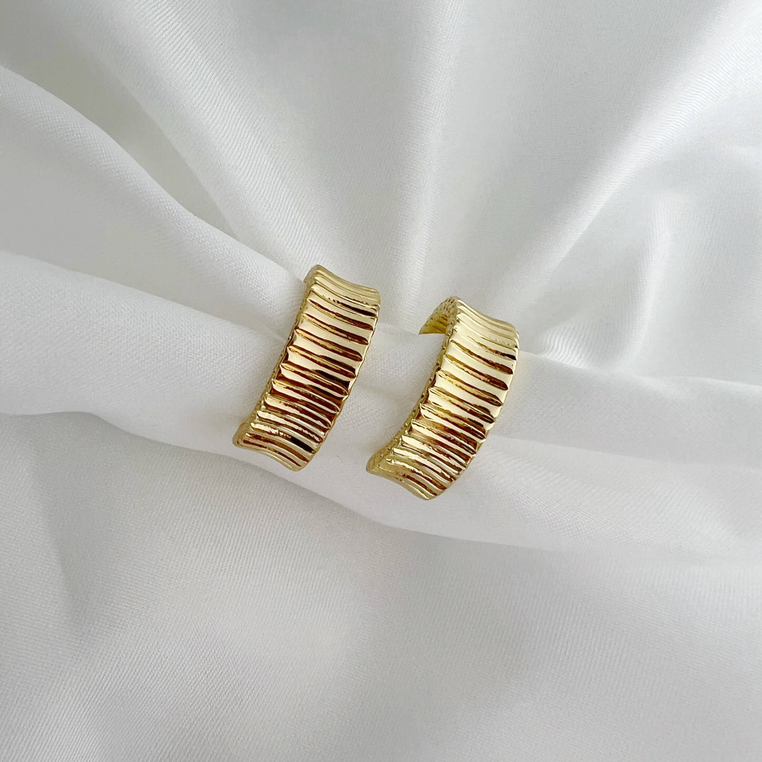 True by Kristy Jewelry - Wholesale Hoop Earrings - Rio Textured Hoops Earrings Gold Filled2