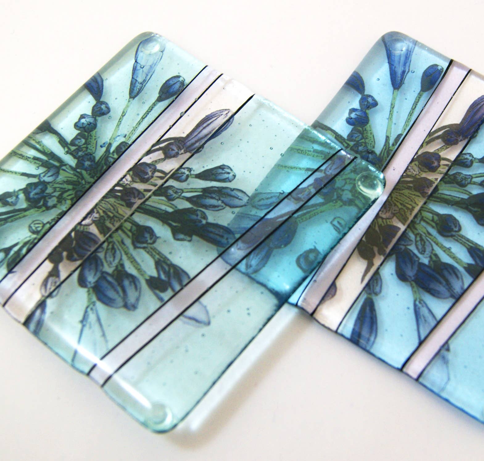 NAOMI SINGER GLASS DESIGN – wholesale Coasters – Fused Glass Coaster - Agapanthus Collection2