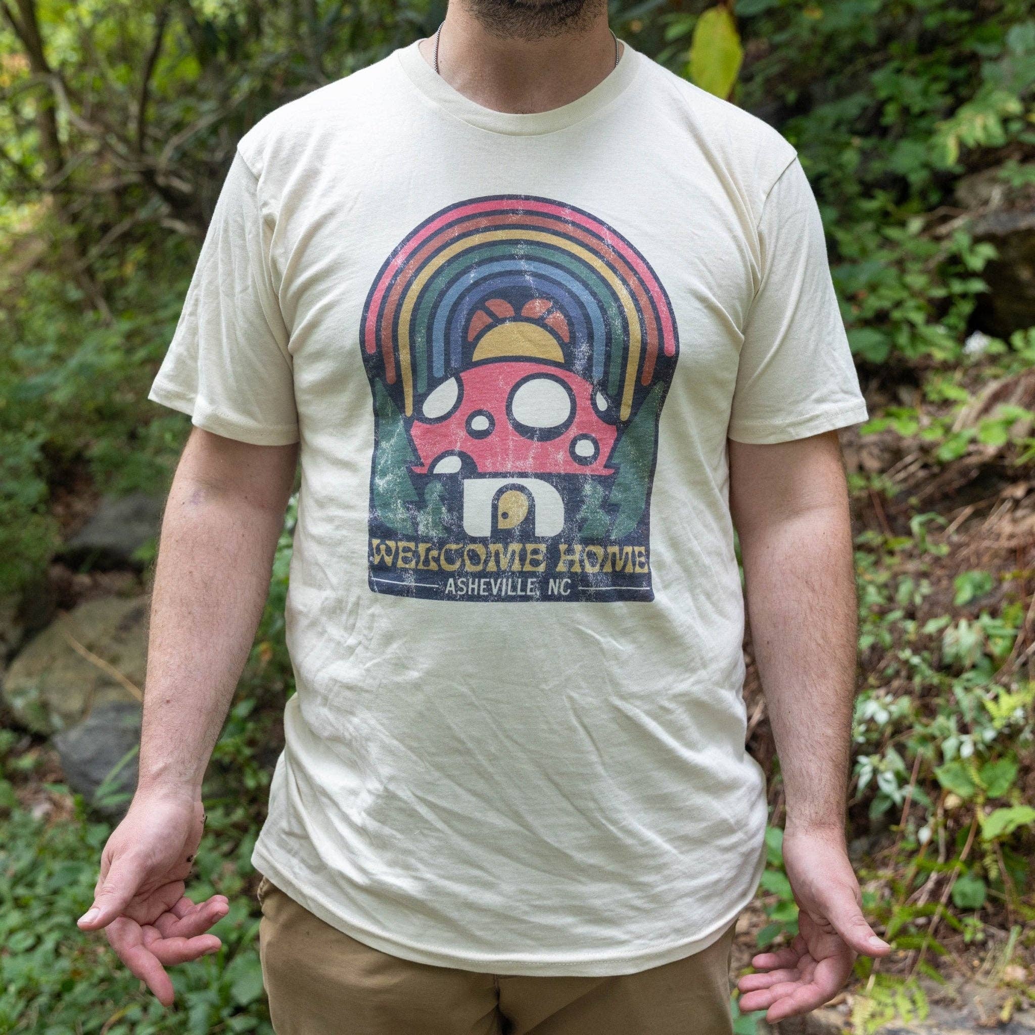 Menottees - Wholesale Screen Printed T-Shirt - Unisex - Welcome Home (Summer Mushroom - Organic) | Asheville Tee4