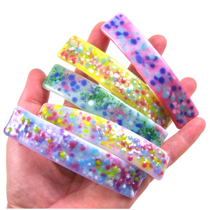 Barrettes Pince à confettis pastel pour vitrail à pois grand format pour la vente par Glass Town USA