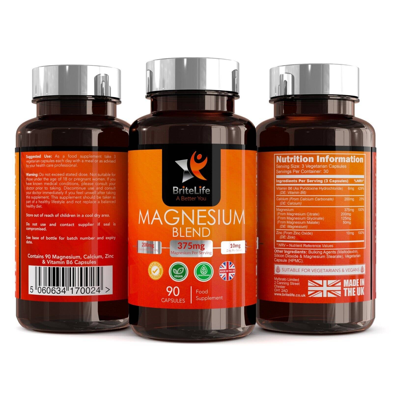 Focus Supplements – wholesale Oral supplement/vitamin – Magnesium Blend (375mg) 90 Capsules1