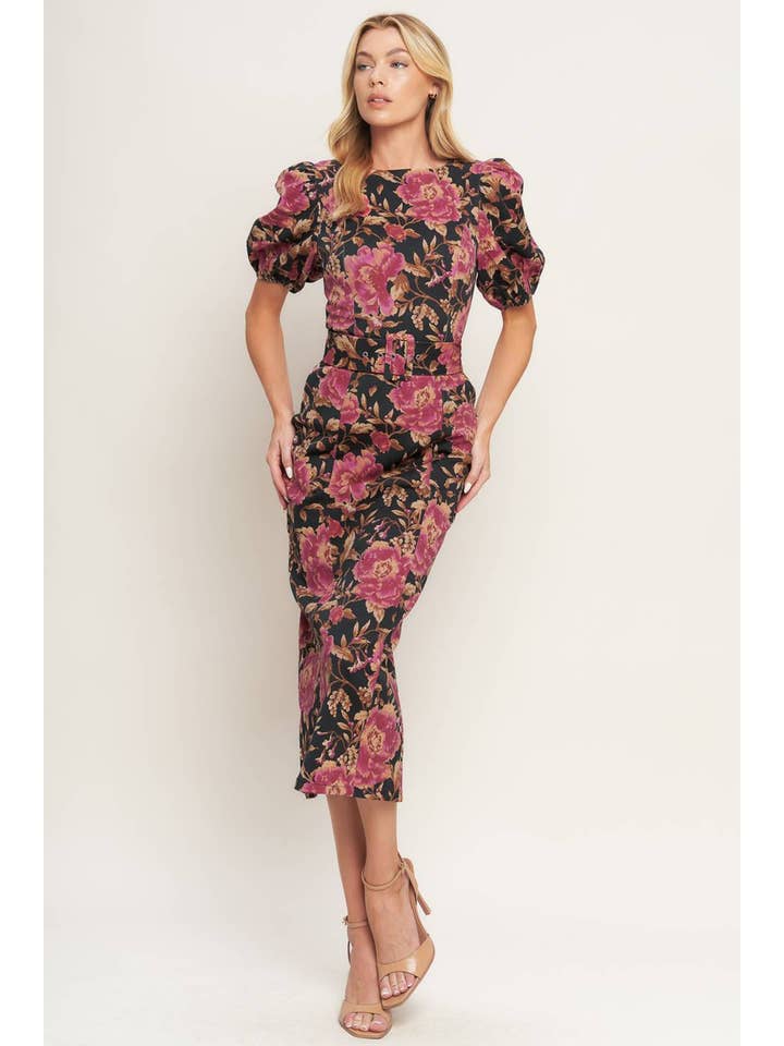 Black A printed woven midi dress - ID23128 for wholesale on Faire1