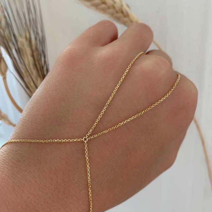 Kimiya Designs - Wholesale Link & Chain Bracelet - 14k Solid Gold Hand Chain