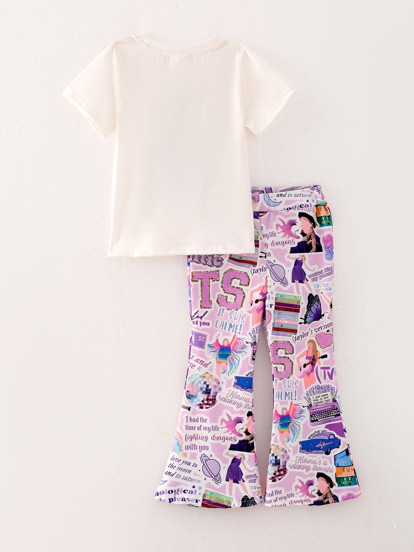 Rylee Faith Designs - Wholesale Top & Pant Set - Kids - TS Print Girls Milk Silk Outfits1