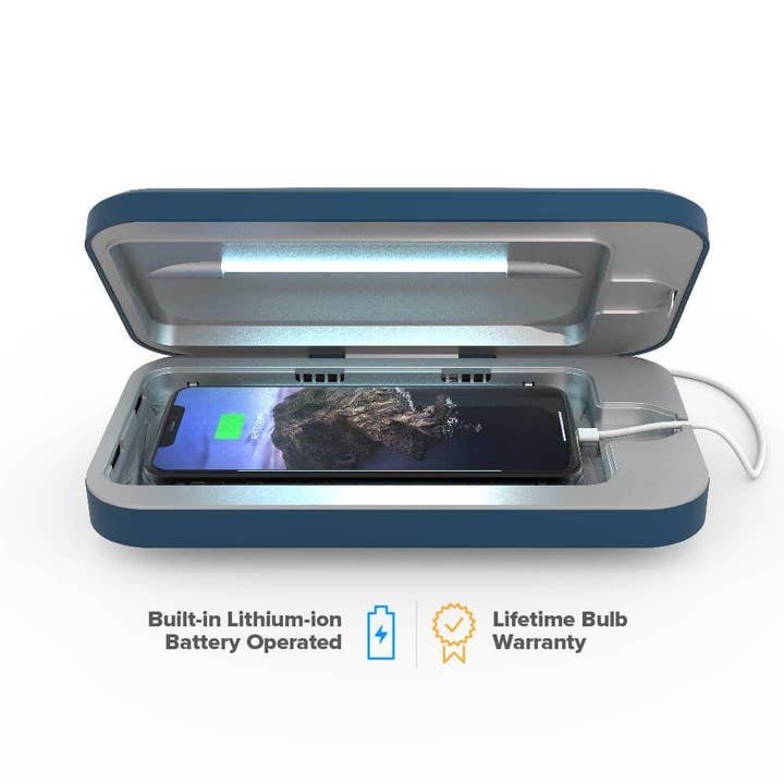 PhoneSoap Go Battery-Powered Smartphone Sanitizer (Indigo) for wholesale by PhoneSoap