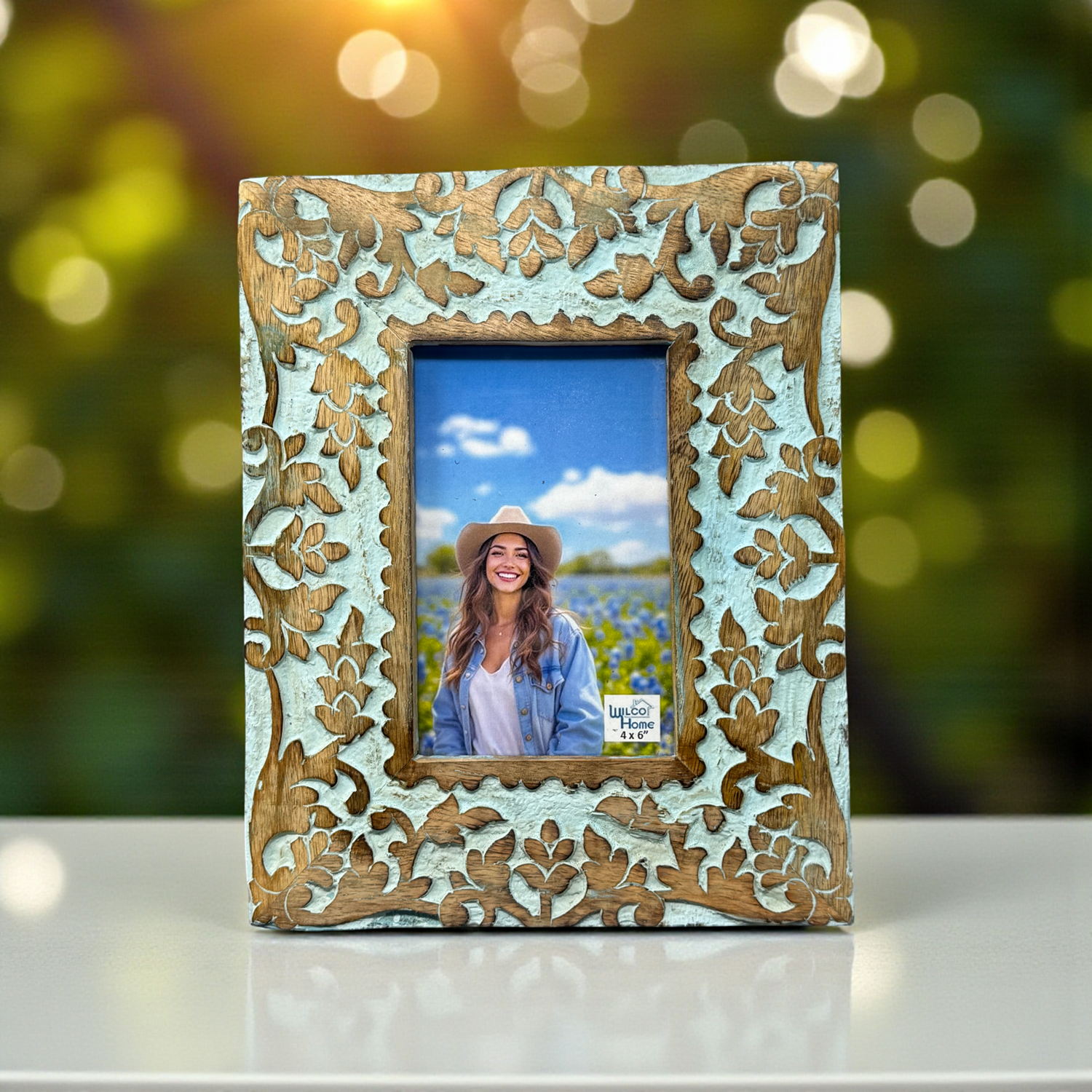 Wilco Home - Wholesale Picture Frame - Roman Hand-Carved Mango Wood Photo Frame-Celestial Blue 3