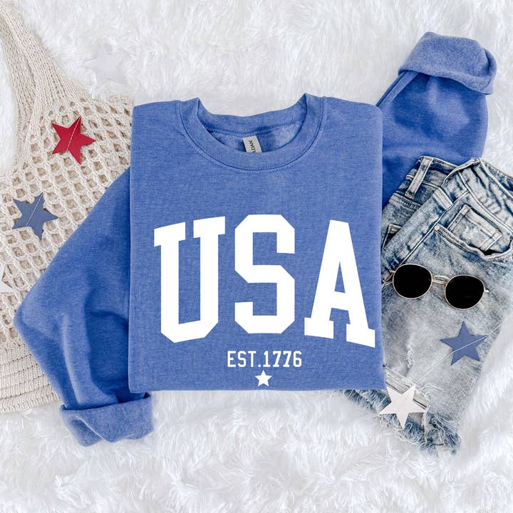 Sweat-shirt patriotique USA Est 1776 250e | USA chiné 1776 pour la vente par Trendznmore - Modern Graphic Apparel