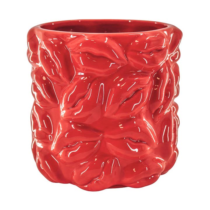 Pot - Bisous - Céramique - Rouge - 17,5x17,5x17,5cm pour la vente par Housevitamin bv