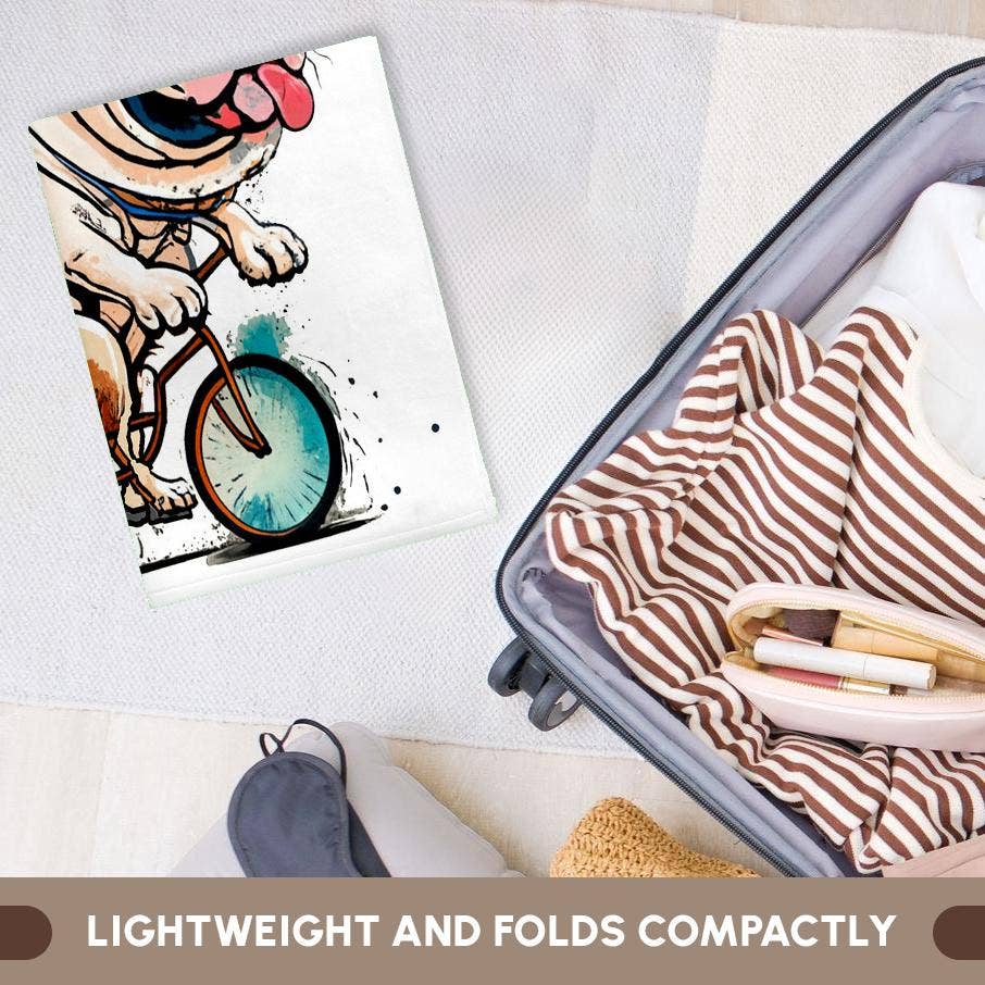 3dRose - Wholesale Bath Towel - 3dRose, Funny Cute French Bulldog Dog Riding Bicycle Bike Design, Towel5