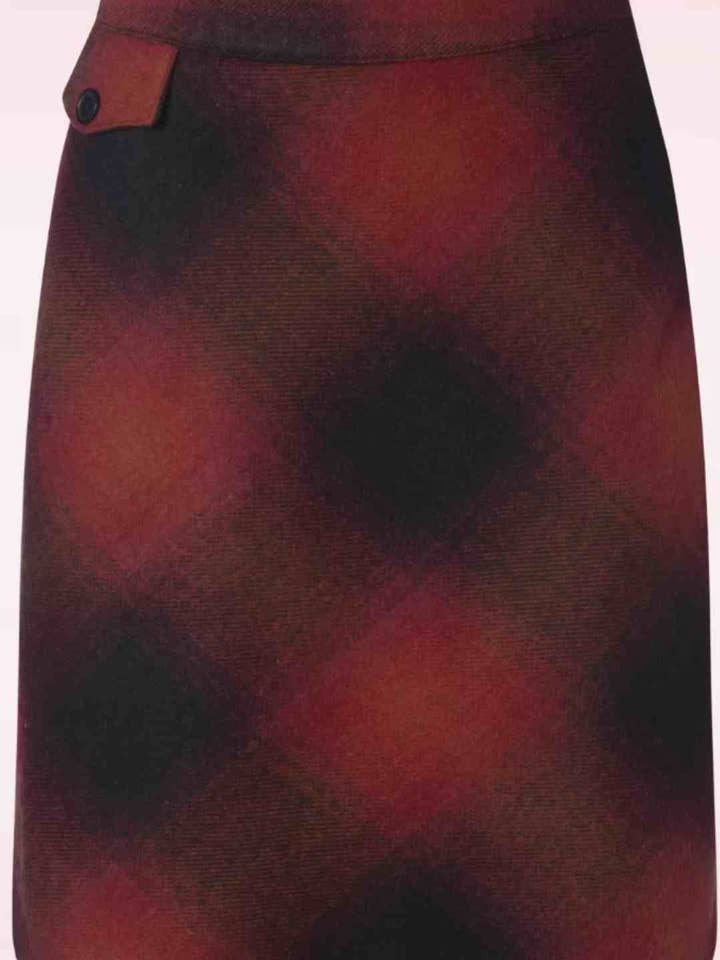 Wendy Short A Line Red&Black Tartan Woollen Skirt for wholesale by Timeless London