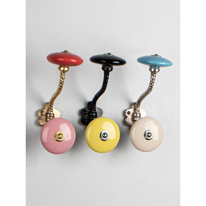 KNOBCO – wholesale Wall hook – Assorted Random Handmade Ceramic Wall Hanger | Vintage Wall Hanger | Coat Hanger |Metal Wall Hooks |Furniture Hardware Hanger| Bath Hanger