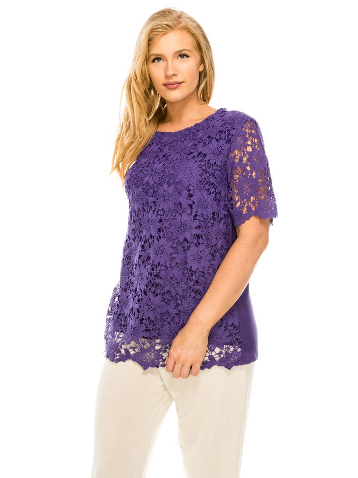 Jostar - Wholesale Blouse - Women's - Flower Top -Short Sleeve Top