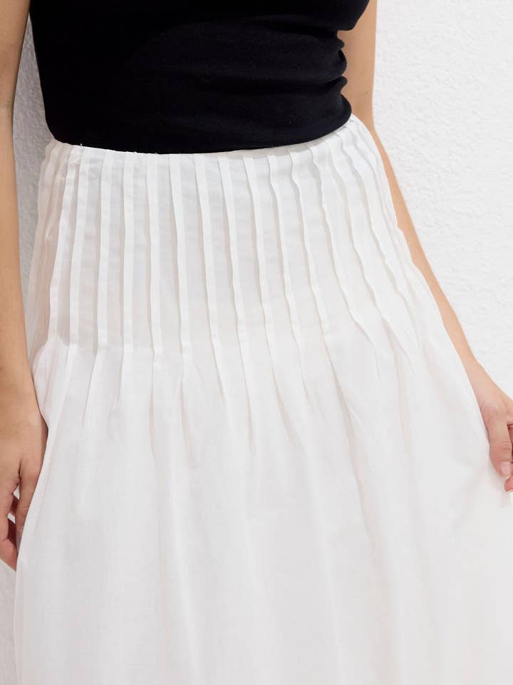 Pleated Voile Skirt Ecru for wholesale on Faire1