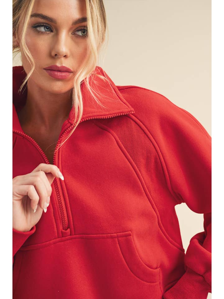 AEMI + CO - Wholesale Sweatshirt – Women's - 950CK Dove Funnel Neck Half Zip 637