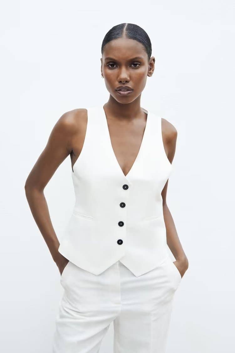 Marayn - Wholesale Suit Set - Women's - Linen Suit Set Blazer Vest and Trousers  Chic Export36