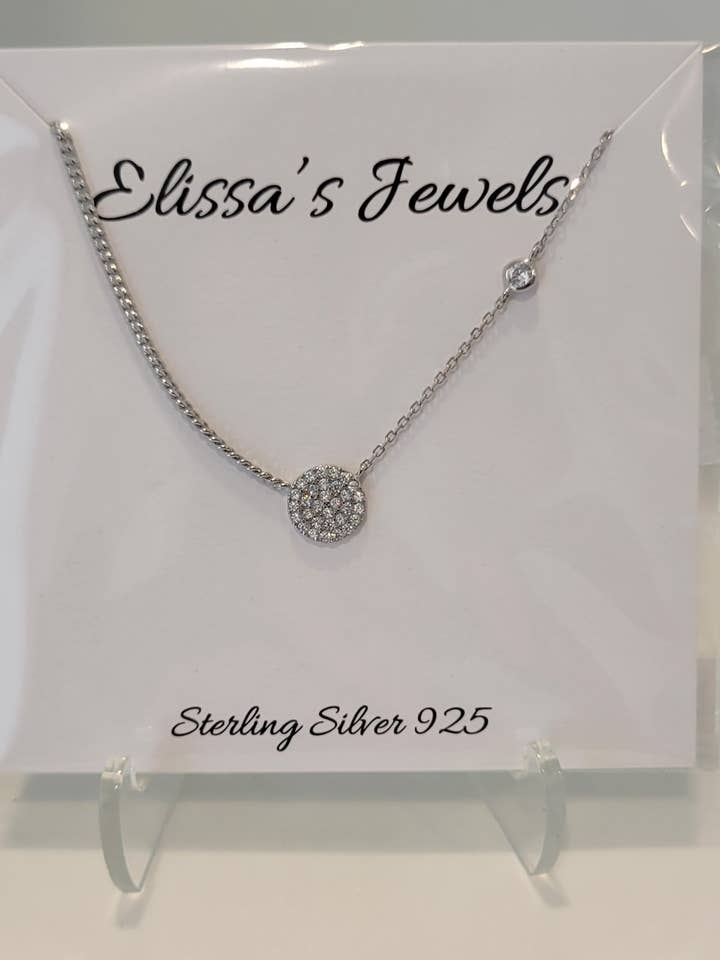 Sterling Silver 925 Elegant 2 Side Chain With CZ Circle for wholesale by Elissas Jewels