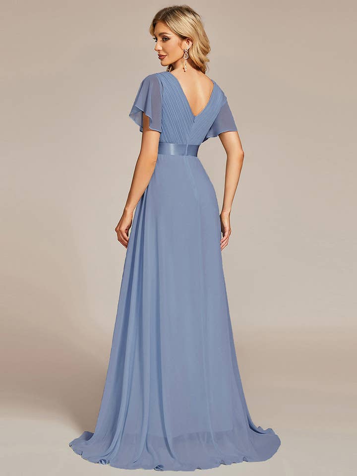 Ever-Pretty - Wholesale Gown – Women's - Double V-Neck Ruffles Chiffon Bridesmaid Dress76