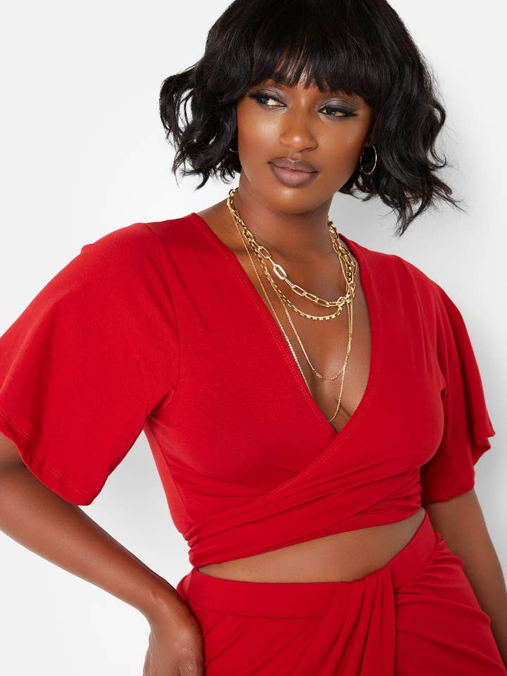 Carmen Wrap Crop Top for wholesale by REBDOLLS