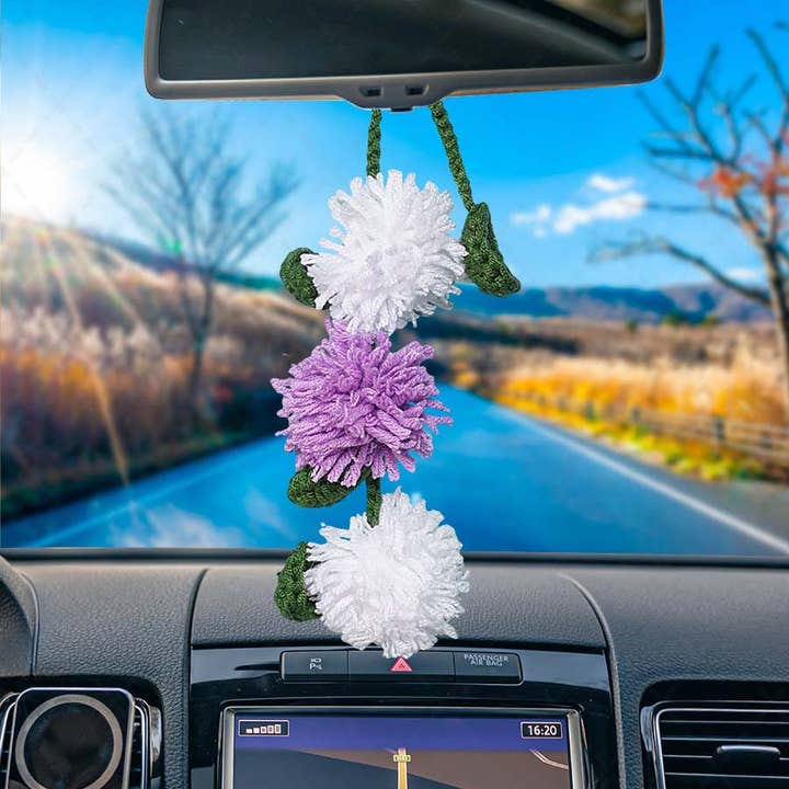 TOMOPOD LLC - Wholesale Car Decorative Charm - Women's - Crochet Dandelion Car Mirror Hanging Charm, Women Car Decor