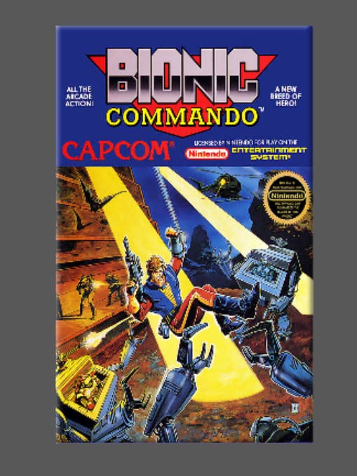 NES, BIONIC COMMANDO, aimant, bouton, miroir, NINTENDO pour la vente par Ba Ba Buttons
