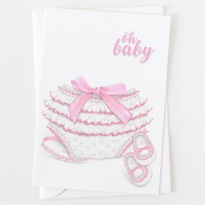 Oh Baby Girl Panties Greeting Card C_1824 for wholesale by Ann Scott Design
