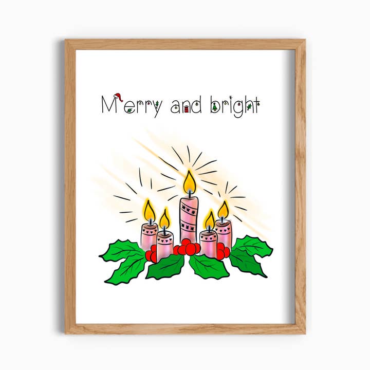 Impresión artística «Merry and Bright» - Impresión decorativa para pared para venta al por mayor de GatikaChicShop