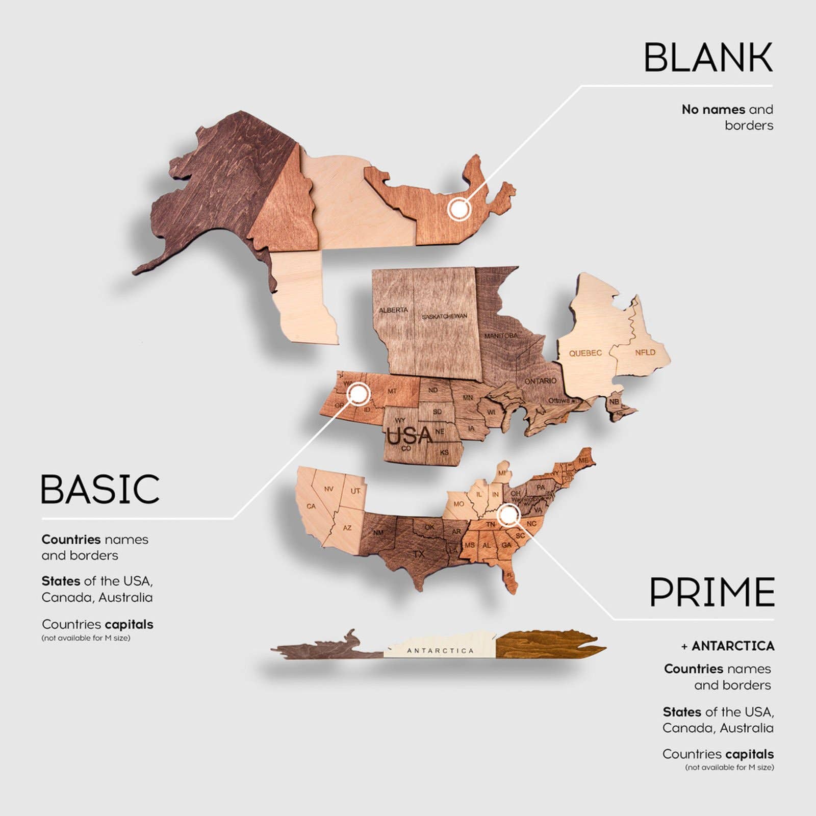 EnjoyTheWood - Venta al por mayor Papel pintado 3D - Mapamundi 3D de madera Multicolor Prime L2