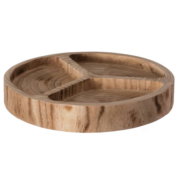 Quickway Imports - Wholesale Serving Tray - 3 Sectional Round Snack Tray for Dining Table and Kitchen