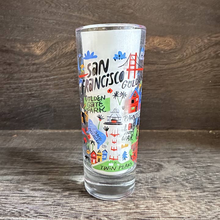 Local Notion - Wholesale Shot Glass - Shooter Shot Glass Cartoon Map San Francisco