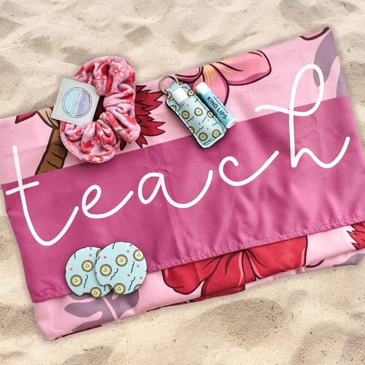 Teacher Lightweight Microfiber Beach Towel | Sun,Sand Teach for wholesale by Tiny Gift Society