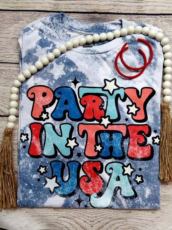 Festa no Tee Bleached dos EUA por atacado de Wanderlust Designs Wholesale