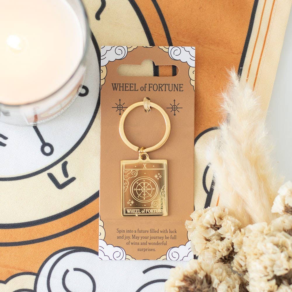 Something Different Wholesale - Wholesale Keychain - Unisex - The Wheel of Fortune Vintage Tarot Card Keyring