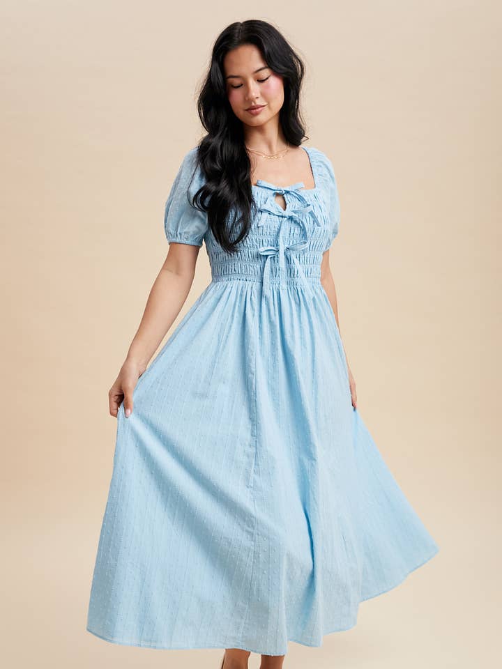 Vestido maxi con detalle de lazo fruncido para venta al por mayor de In Loom