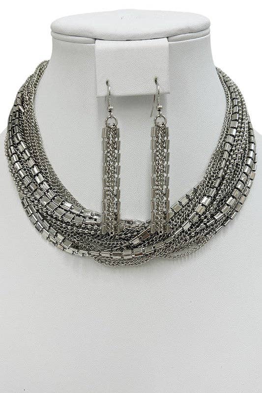Andrea Bijoux - Wholesale Jewelry Set - Multi Chain Collar Necklace Set3