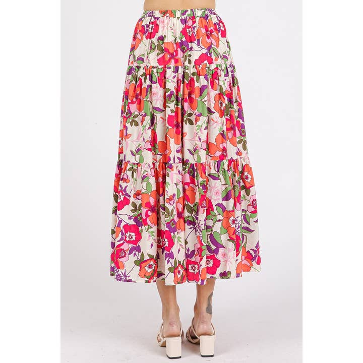 mittoshop - Wholesale Skirt - Women's - FLOWER PRINT ELASTIC WAIST TIERED MAXI SKIRT4