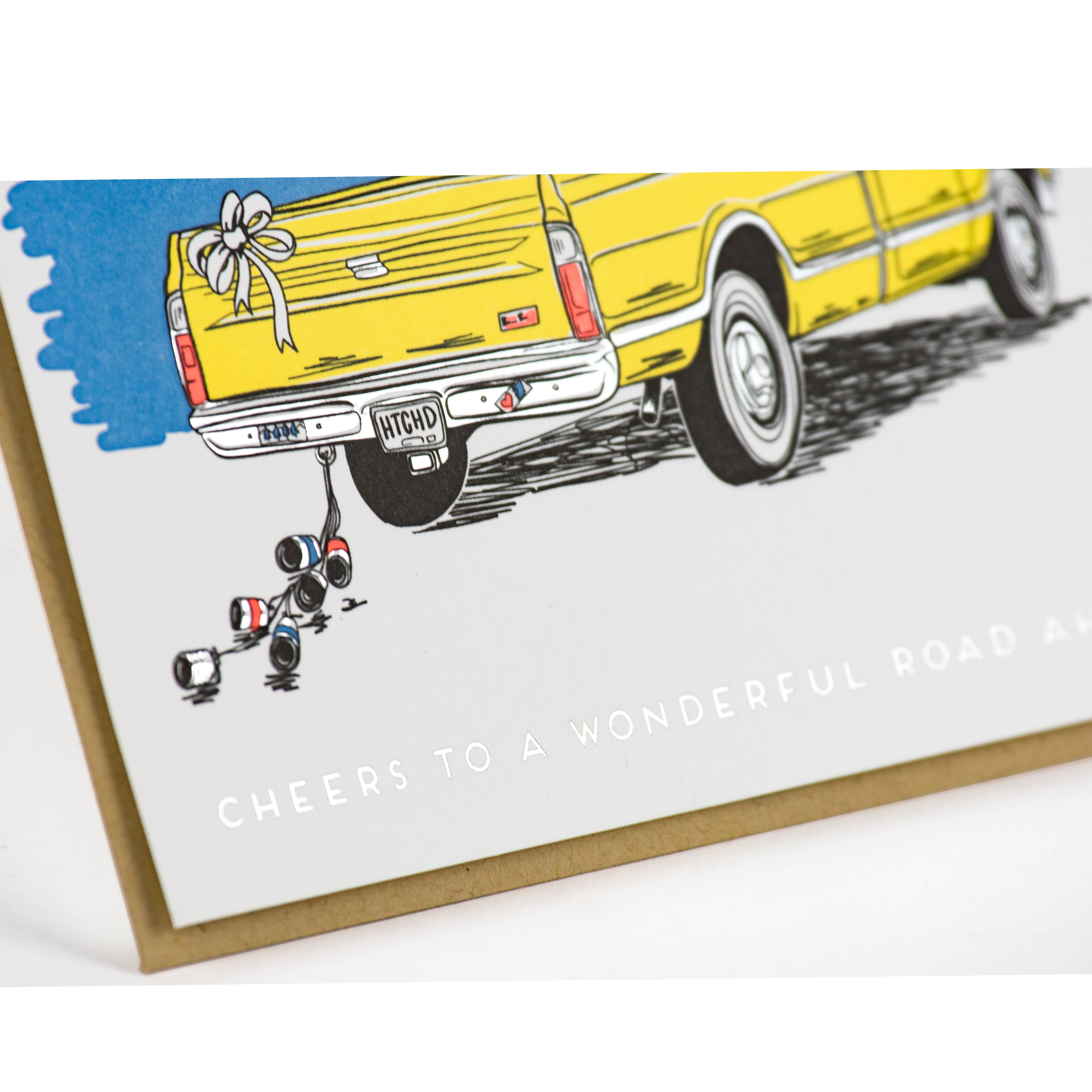 Porchlight Press Letterpress - Wholesale Wedding Card - Wedding Truck Sunset Card1