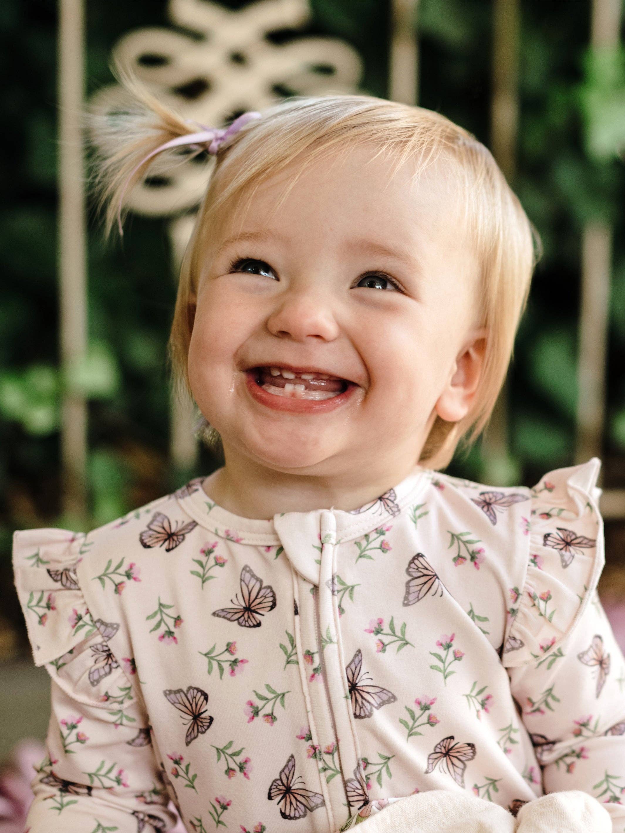 Fleur Harris - Wholesale Jumpsuit - Baby - 'Dancing Butterflies' Precious Frill Coverall - Pearl2